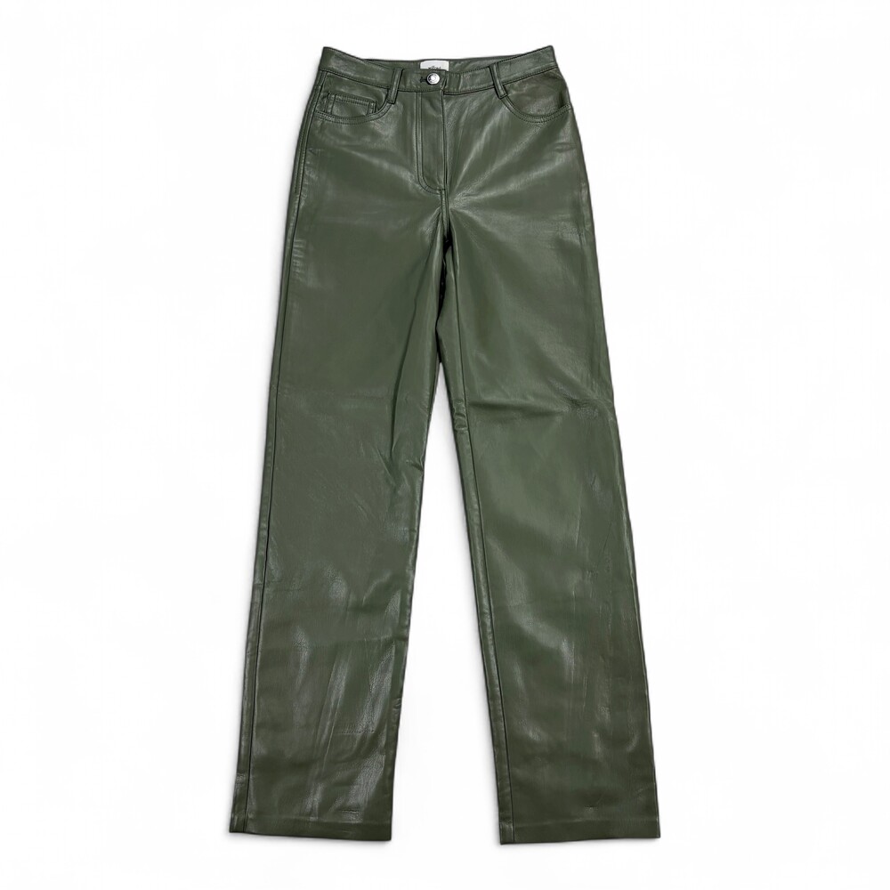 Wilfred Faux Leather Straight Leg Pants Size 0 Olive